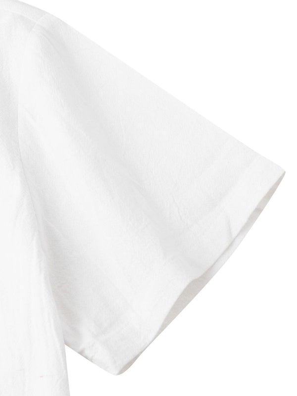 Men's Square Neck Casual Cotton Linen Shirt Linen Solid Color Half Sleeve Top Shello Creative Boutique