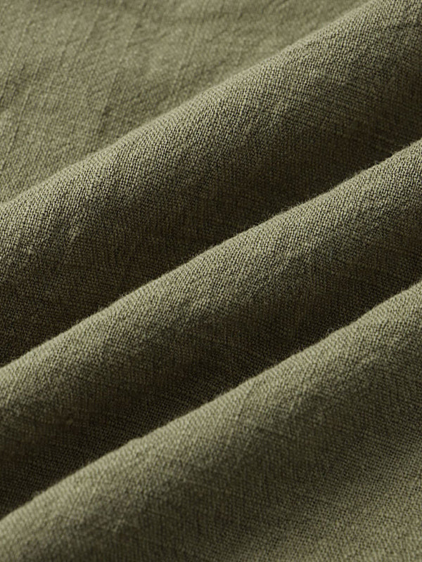 Men's solid color short-sleeved T-shirt shorts cotton linen casual suit Shello's Creative Boutique