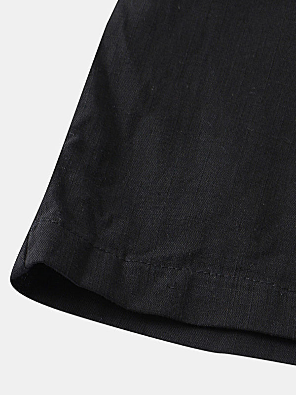 Men's solid color short-sleeved T-shirt shorts cotton linen casual suit Shello's Creative Boutique