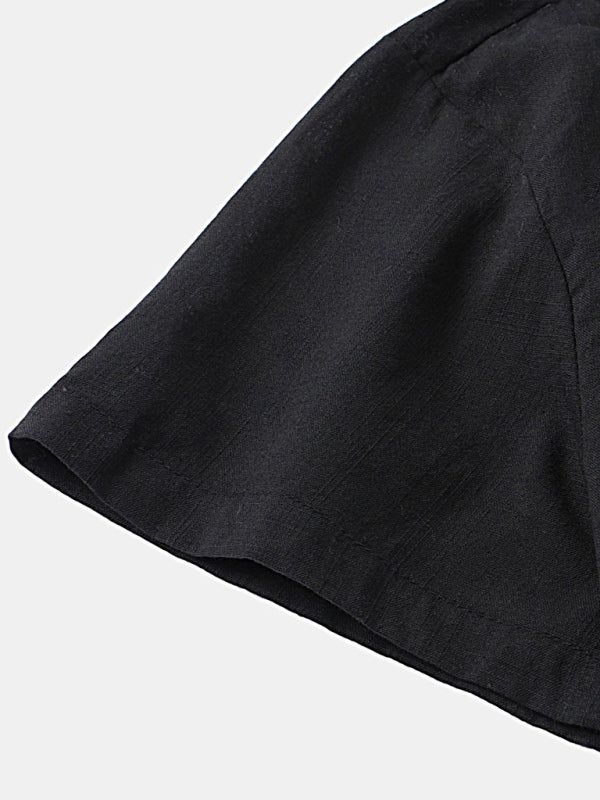 Men's solid color short-sleeved T-shirt shorts cotton linen casual suit Shello's Creative Boutique