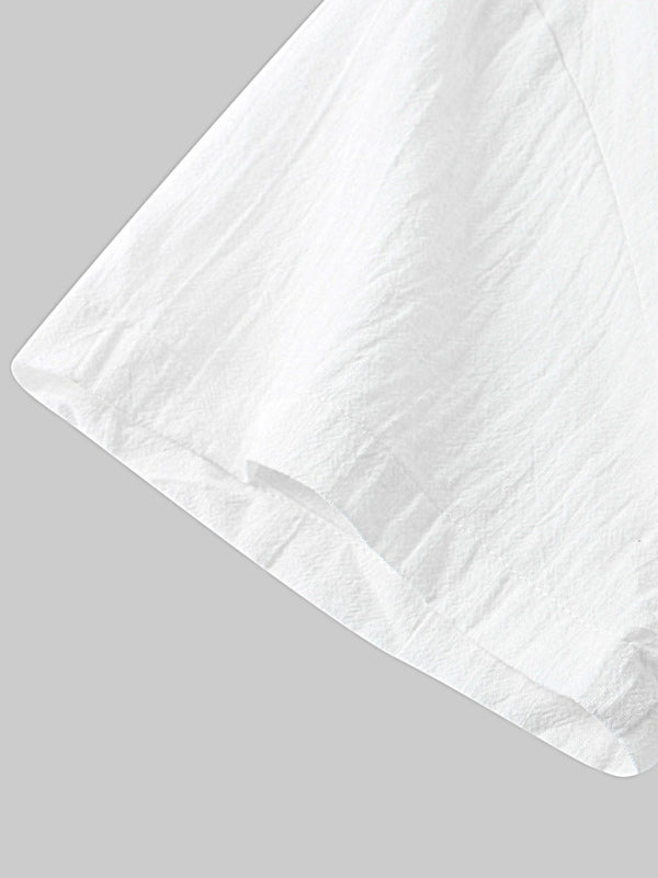 Men's solid color short-sleeved T-shirt shorts cotton linen casual suit Shello's Creative Boutique