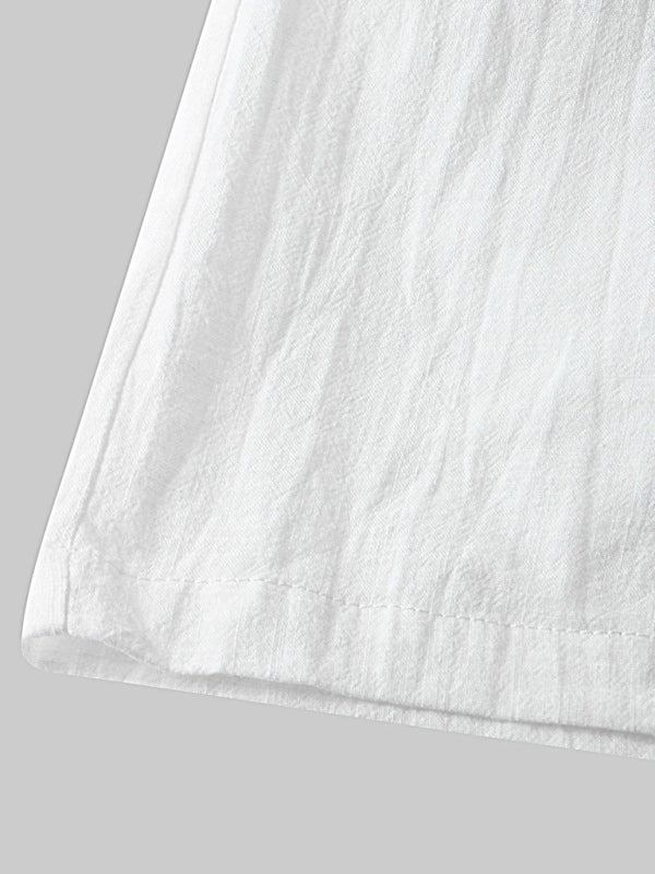 Men's solid color short-sleeved T-shirt shorts cotton linen casual suit Shello's Creative Boutique