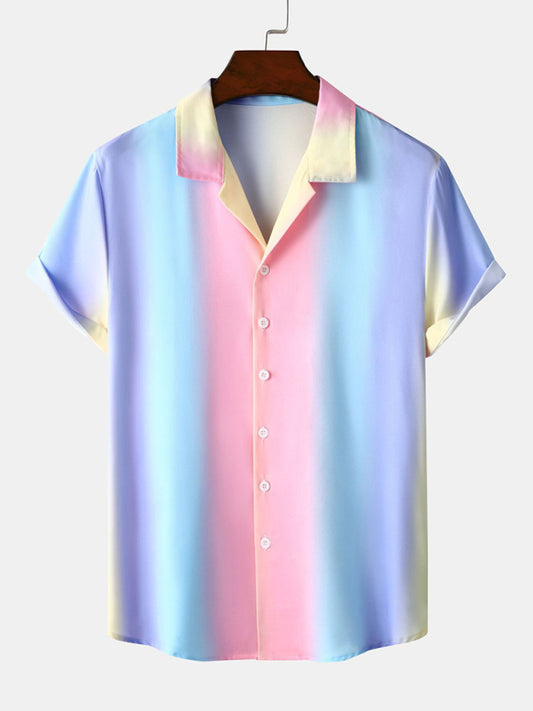 Beach Shirt Hawaiian Casual Gradient Stripe Shirt Shello's Creative Boutique