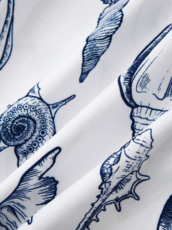 Men's Beach Seashell Print Button-Up Shirt Shello's Creative Boutique