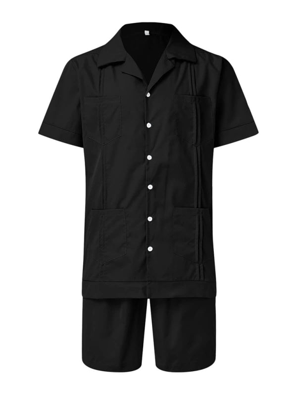 Simple Sports Short Sleeve Shorts Linen Loose Casual Men's Shirt Set Shello's Creative Boutique