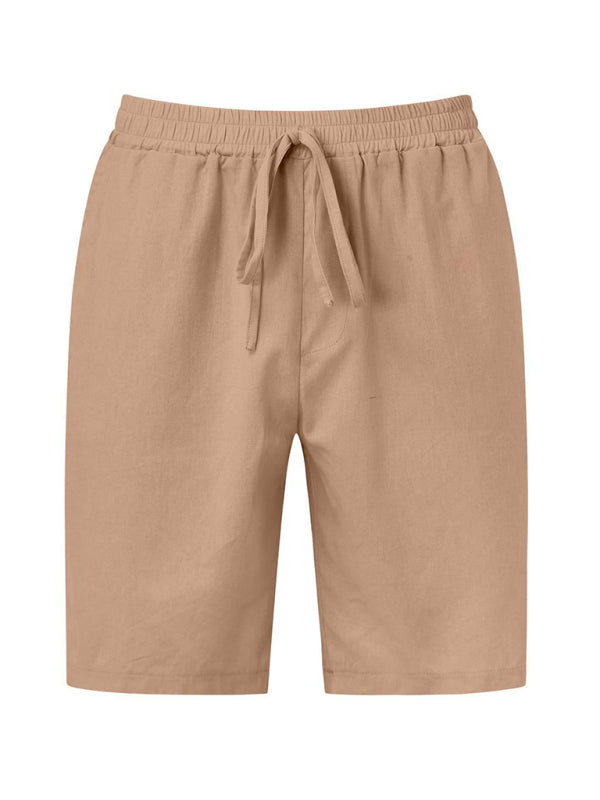 Men's Short-sleeved Shirt Set Casual Cotton Linen Cardigan Shirt + Shorts Shello's Creative Boutique