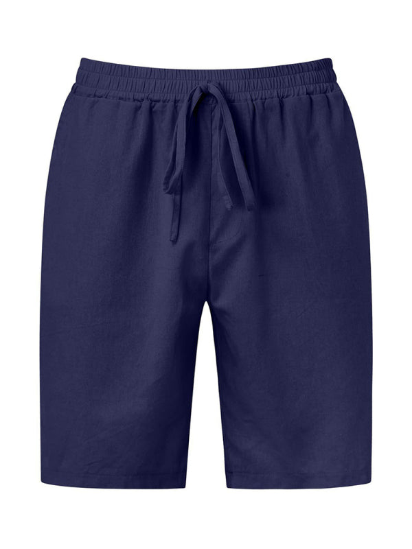 Men's Short-sleeved Shirt Set Casual Cotton Linen Cardigan Shirt + Shorts Shello's Creative Boutique