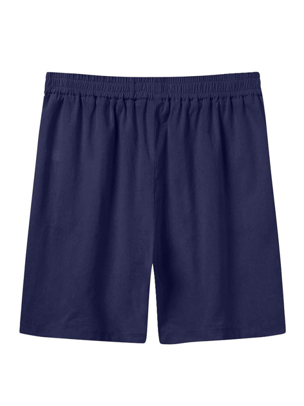 Men's Short-sleeved Shirt Set Casual Cotton Linen Cardigan Shirt + Shorts Shello's Creative Boutique