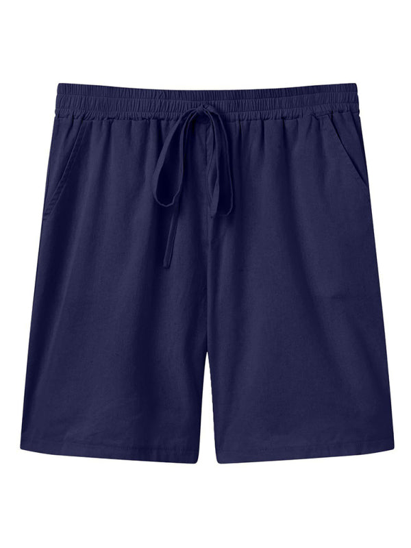 Men's Short-sleeved Shirt Set Casual Cotton Linen Cardigan Shirt + Shorts Shello's Creative Boutique