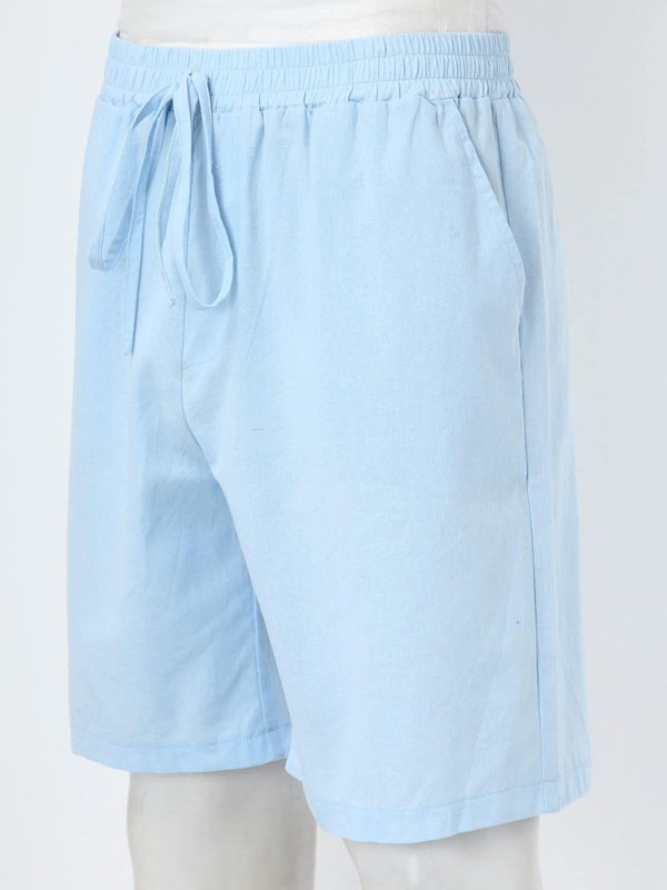 Men's Short-sleeved Shirt Set Casual Cotton Linen Cardigan Shirt + Shorts Shello's Creative Boutique