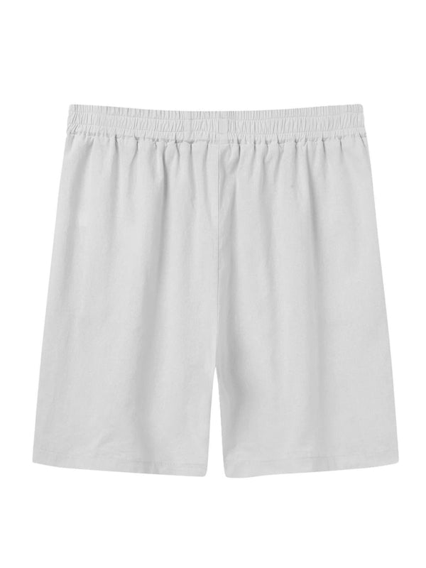 Men's Short-sleeved Shirt Set Casual Cotton Linen Cardigan Shirt + Shorts Shello's Creative Boutique