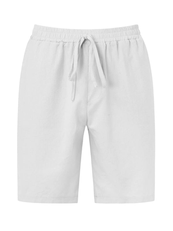 Men's Short-sleeved Shirt Set Casual Cotton Linen Cardigan Shirt + Shorts Shello's Creative Boutique