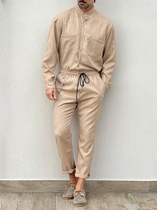Casual Cotton Linen Suit Loose Trousers Top Shirt Two-piece Set Shello's Creative Boutique