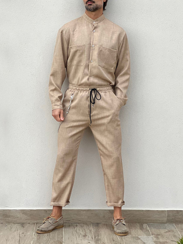 Casual Cotton Linen Suit Loose Trousers Top Shirt Two-piece Set Shello's Creative Boutique
