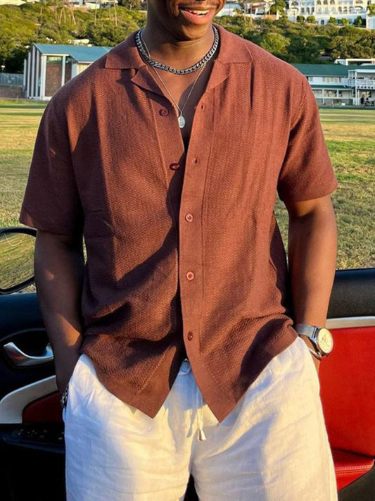 Men's knitted sweater casual retro solid color lapel POLO shirt Shello Creative Boutique