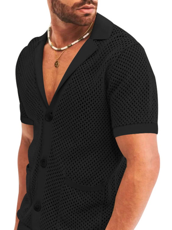 Short-sleeved shorts Knit lapel cardigan Short-sleeved men's suit Shello's Creative Boutique