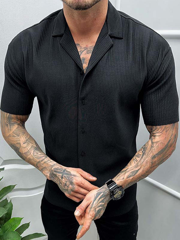 Men's Spring-Summer Woven Polyester Shirt Without Back Pocket Shello's Creative Boutique