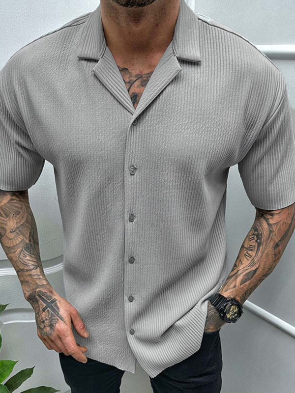 Men's Spring-Summer Woven Polyester Shirt Without Back Pocket Shello's Creative Boutique