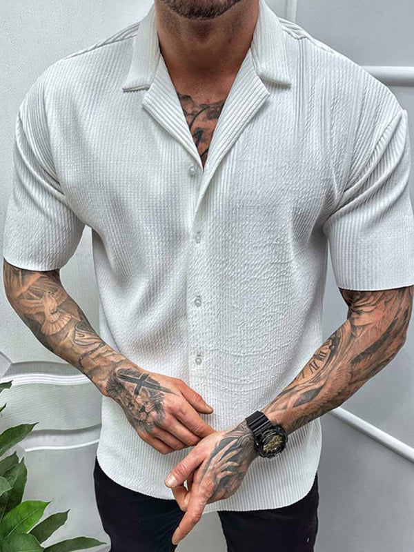Men's Spring-Summer Woven Polyester Shirt Without Back Pocket Shello's Creative Boutique