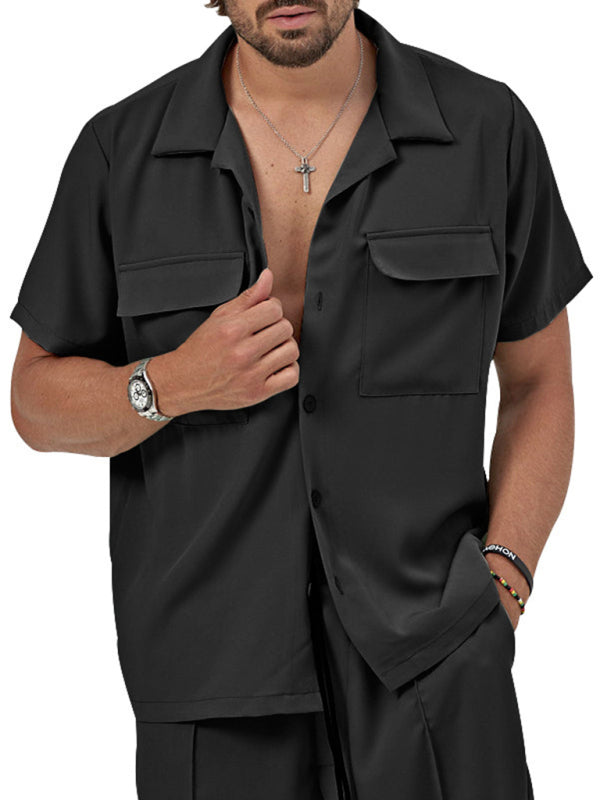 New men's new lapel casual shirt shorts two-piece set Shello's Creative Boutique