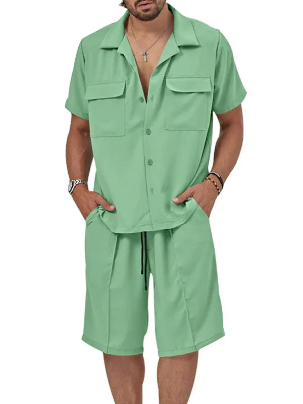 Effortless Style - New Men's Lapel Casual Two-Piece Set - Shello's Creative Boutique