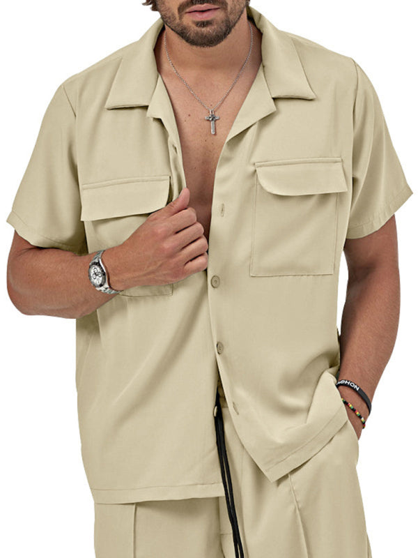 New men's new lapel casual shirt shorts two-piece set Shello's Creative Boutique