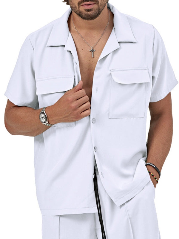 New men's new lapel casual shirt shorts two-piece set Shello's Creative Boutique