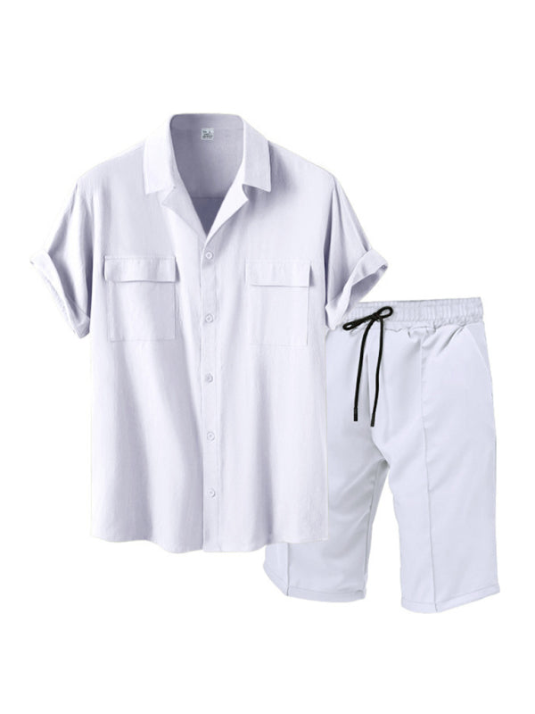 New men's new lapel casual shirt shorts two-piece set Shello's Creative Boutique