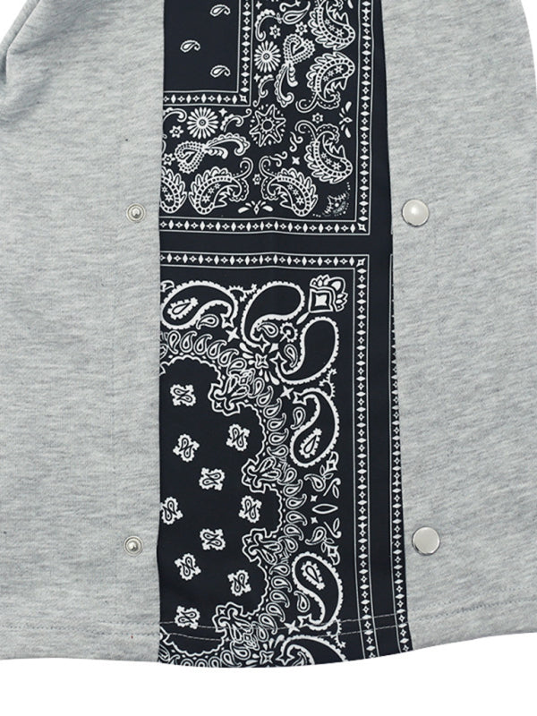 New men's high street multi-line hip-hop breasted sports cashew flower wide-leg casual trousers Shello's Creative Boutique