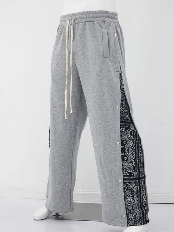 New men's high street multi-line hip-hop breasted sports cashew flower wide-leg casual trousers Shello's Creative Boutique