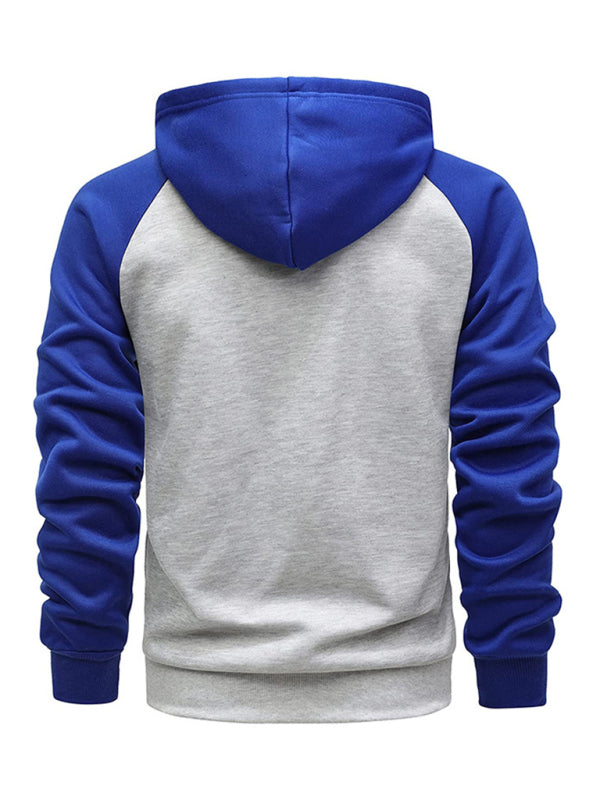 Jacket Contrasting color zipper cardigan plus fleece hoodie men's clothing Shello's Creative Boutique