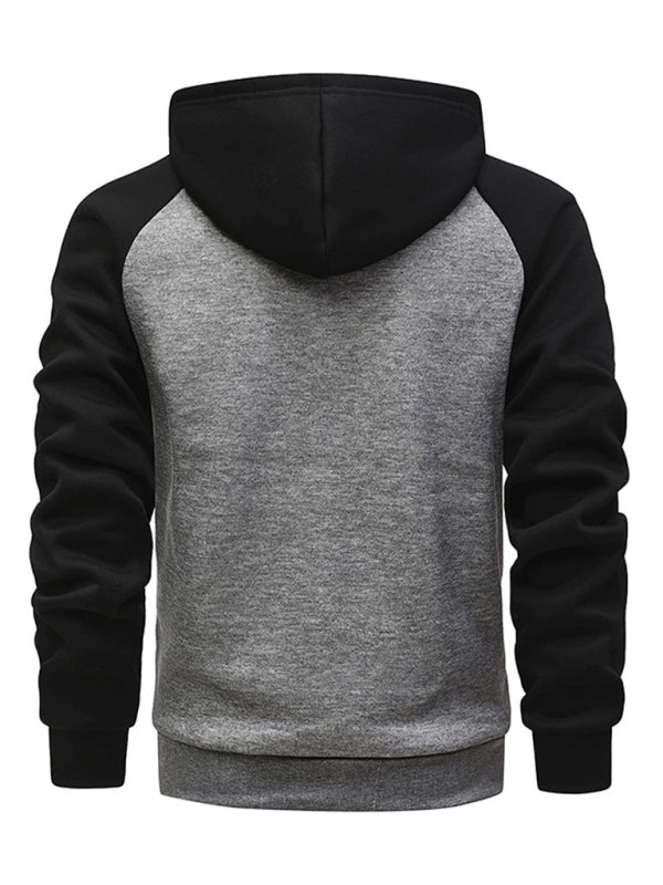 Jacket Contrasting color zipper cardigan plus fleece hoodie men's clothing Shello's Creative Boutique