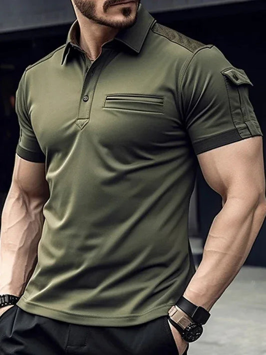 New POLO Shirt Pocket Men's Muscle Sports Polo Shirt. - Shello's Creative Boutique