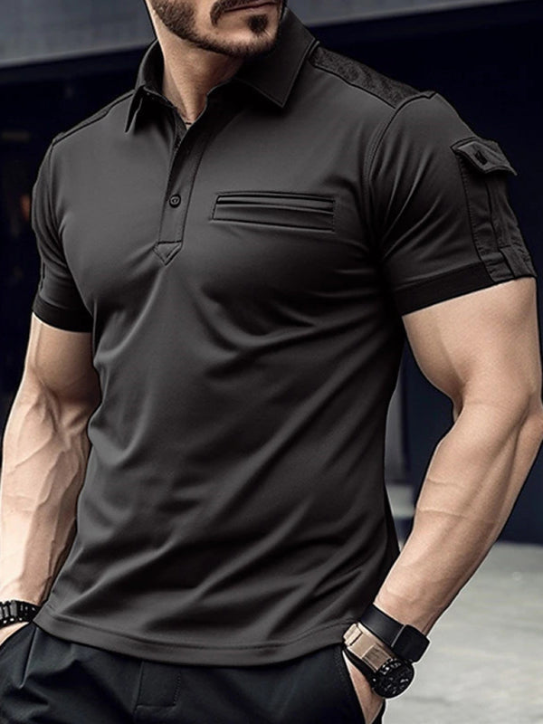 New POLO Shirt Pocket Men's Muscle Sports Polo Shirt Shello Creative Boutique