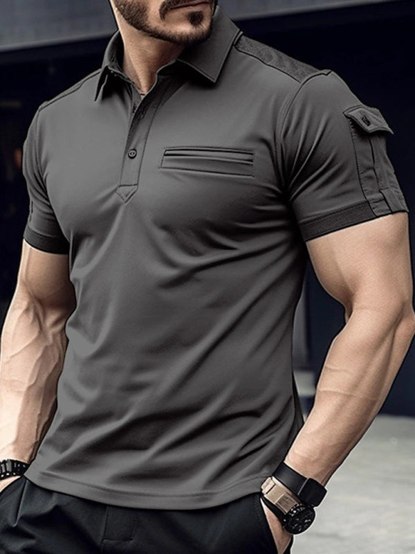 New POLO Shirt Pocket Men's Muscle Sports Polo Shirt Shello Creative Boutique
