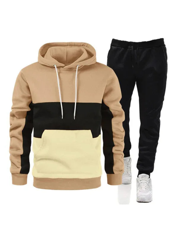 Spliced color men's hoodie sweatshirt loose casual suit - Shello's Creative Boutique