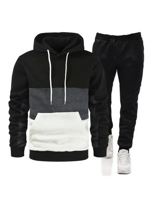 Spliced color men's hoodie sweatshirt loose casual suit - Shello's Creative Boutique