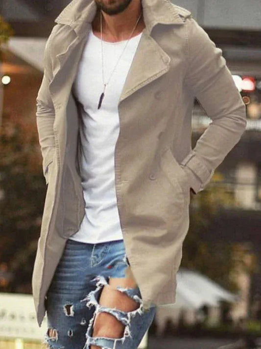 Men's Coat Mid-Length Slim Fit Large Size Windbreaker Casual Jacket - Shello's Creative Boutique