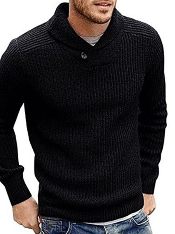Men's Sweater Lapel Button Pullover Sweater Shello's Creative Boutique
