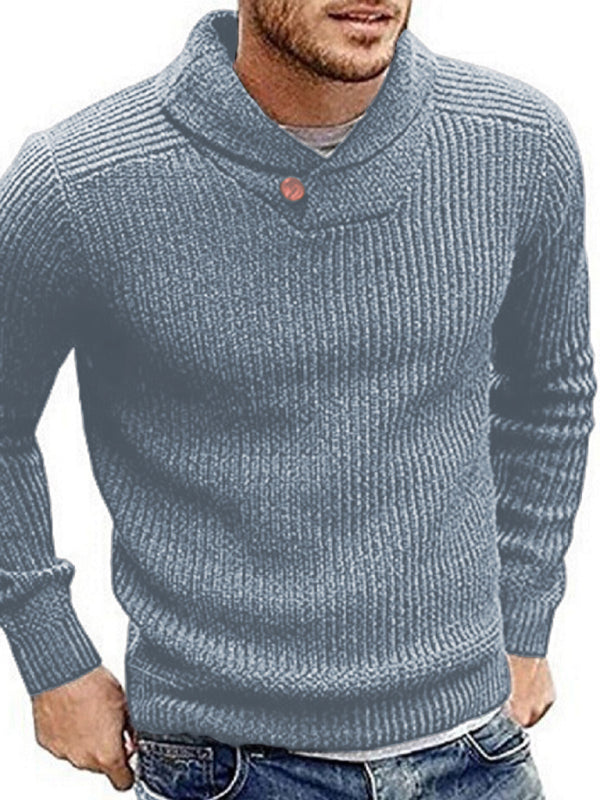Men's Sweater Lapel Button Pullover Sweater Shello's Creative Boutique
