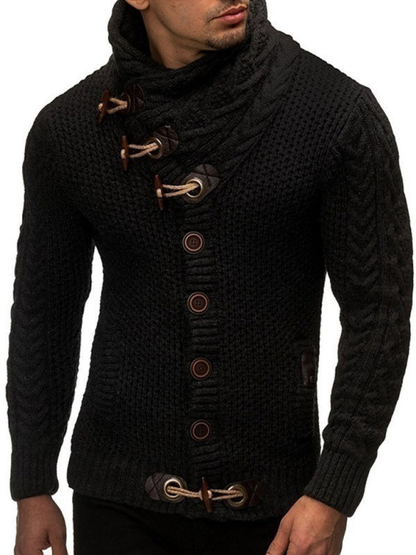 men's knitted jacket turtleneck button sweater Shello's Creative Boutique