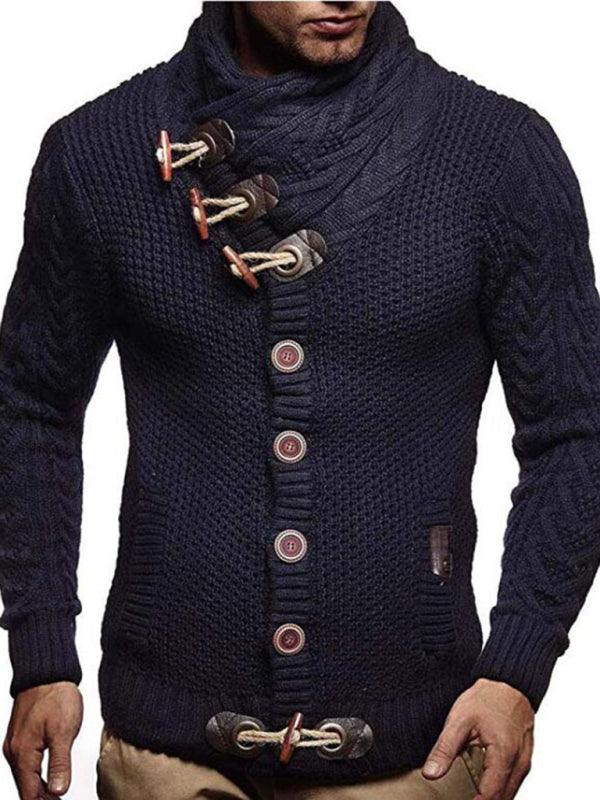 men's knitted jacket turtleneck button sweater Shello's Creative Boutique