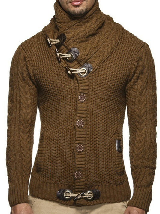 men's knitted jacket turtleneck button sweater Shello's Creative Boutique
