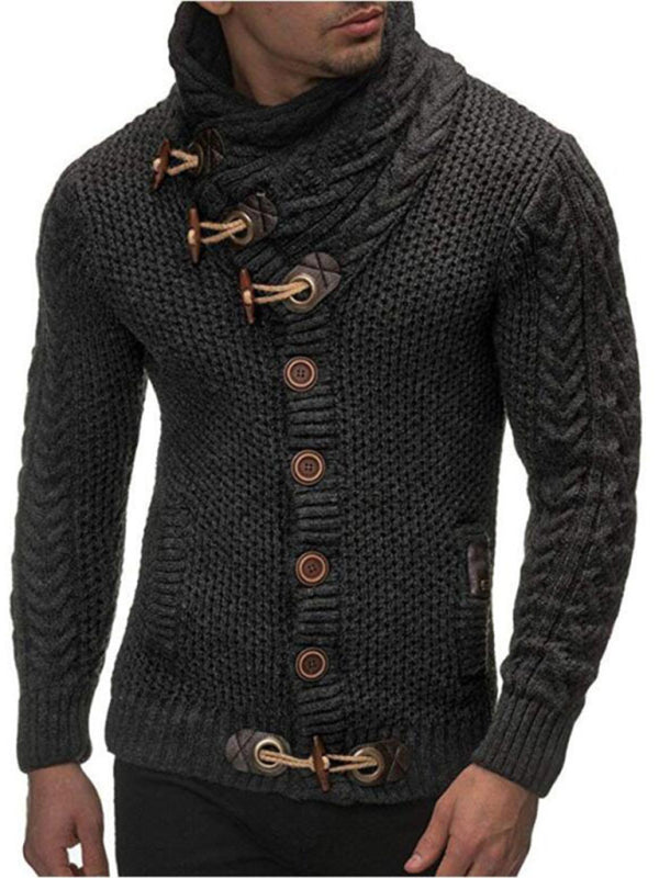 men's knitted jacket turtleneck button sweater Shello's Creative Boutique