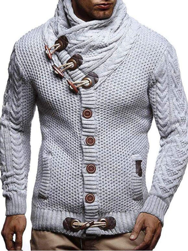 men's knitted jacket turtleneck button sweater Shello's Creative Boutique