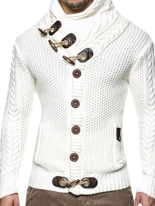 men's knitted jacket turtleneck button sweater Shello's Creative Boutique