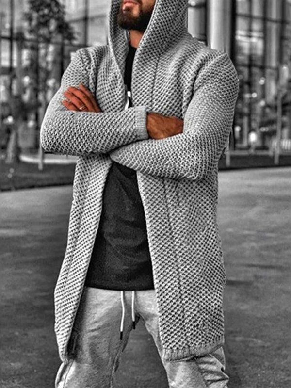 Men's Hooded Long Sleeve Knitted Sweater Cardigan - Shello's Creative Boutique