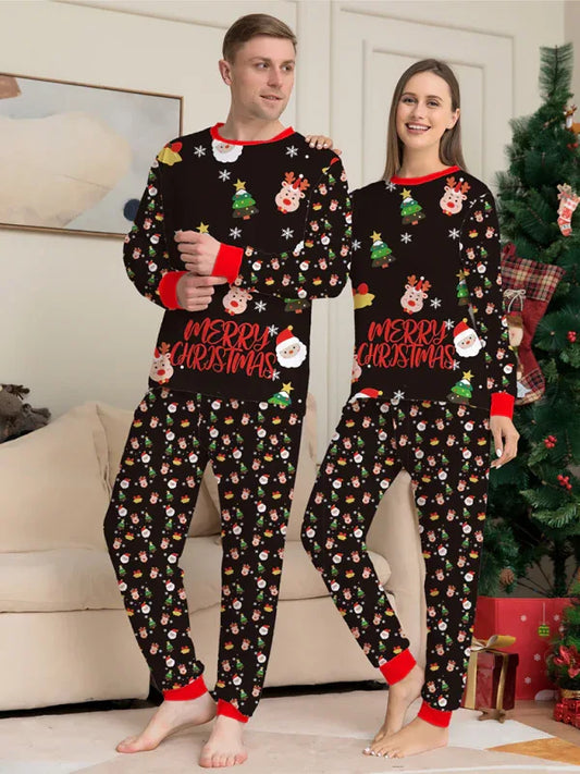 New Santa Claus printed long-sleeved home wear pajamas parent-child set (dad style) - Shello's Creative Boutique