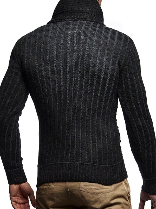 Fashionable men's leather buttoned sweater pullover turtleneck loose coat Shello's Creative Boutique
