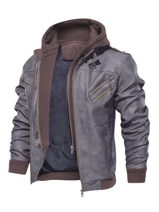 Men's Motorcycle Leather Jacket Men's Zipper PU Jacket Shello's Creative Boutique